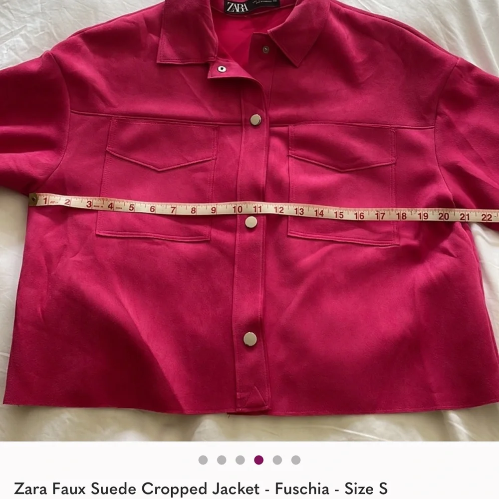 Zara Fuchsia Faux Suede Cropped Jacket - Picture 3 of 3